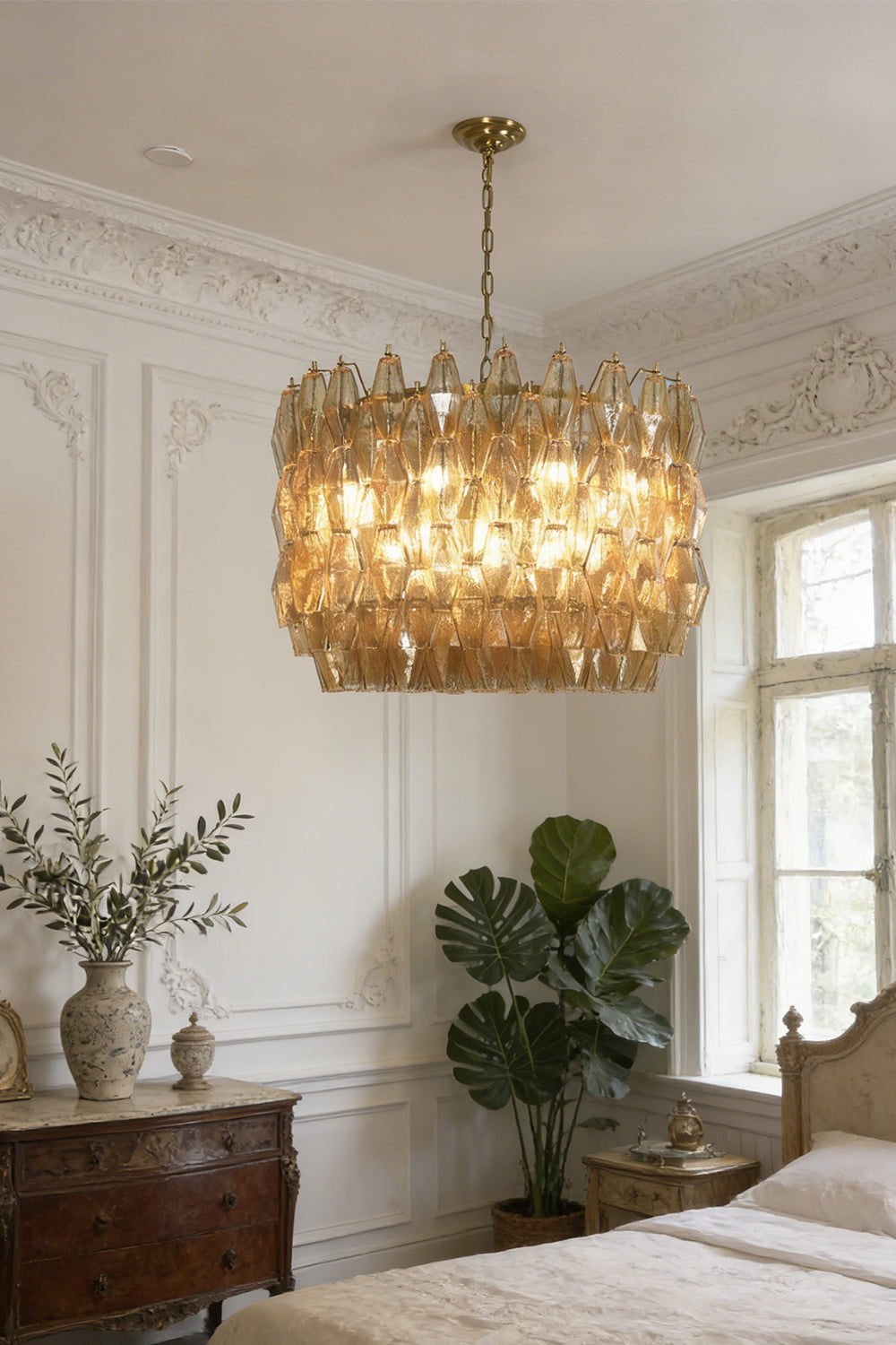 Faceted Amber Drum Sorrento Chandelier