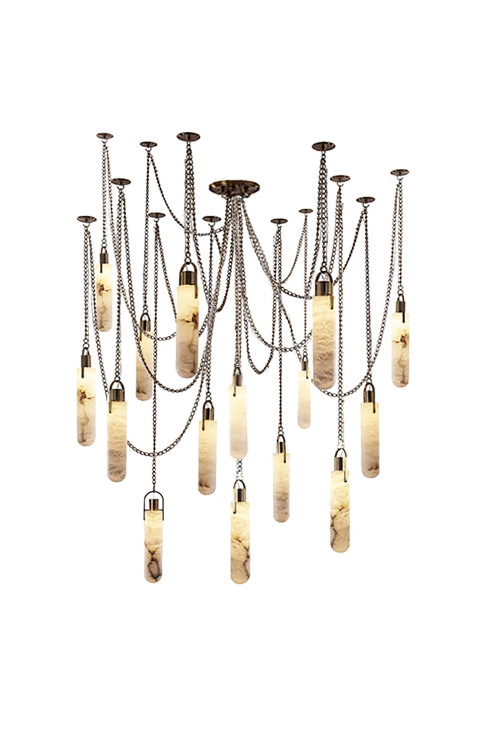 Multi-head Alabaster Cylindrical Chandelier
