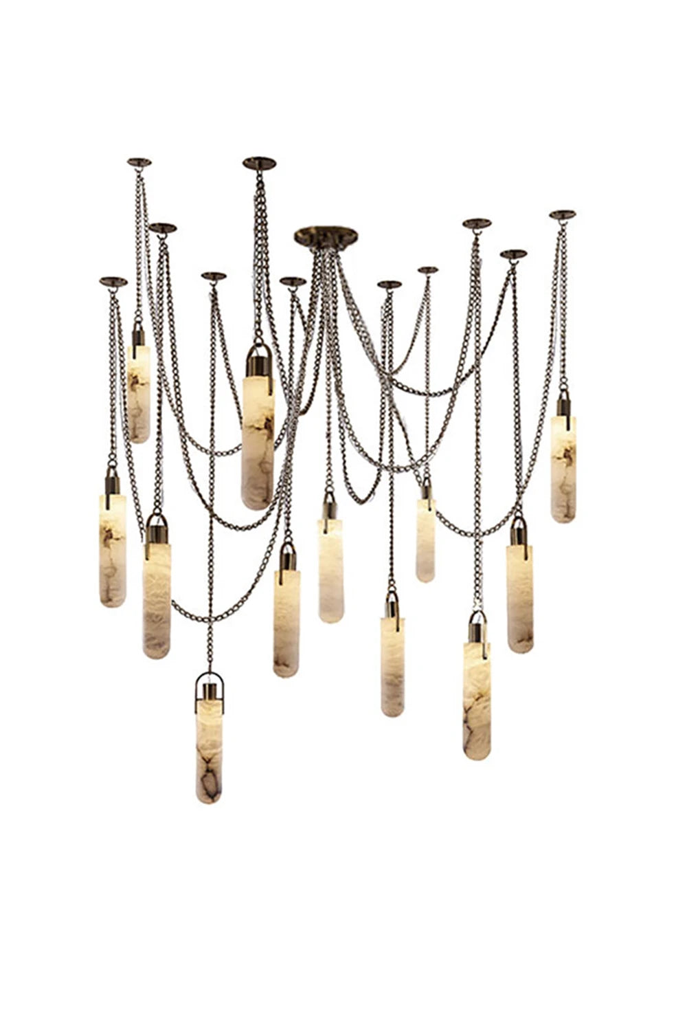 Multi-head Alabaster Cylindrical Chandelier