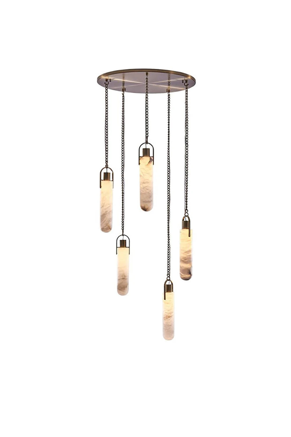 Multi-head Alabaster Cylindrical Chandelier