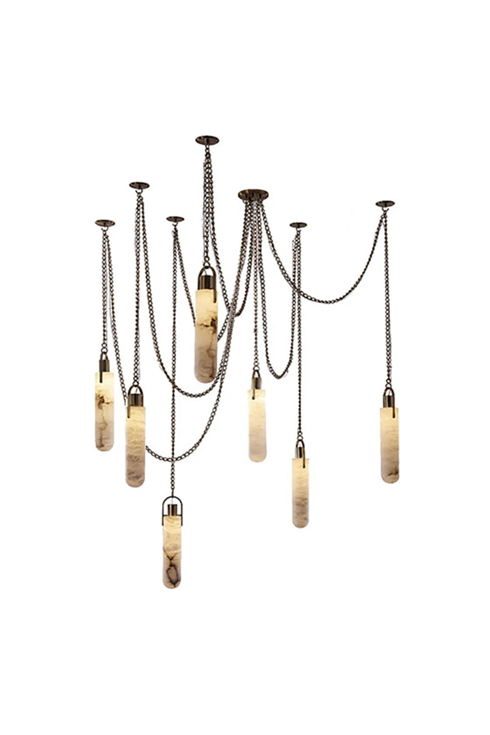 Multi-head Alabaster Cylindrical Chandelier