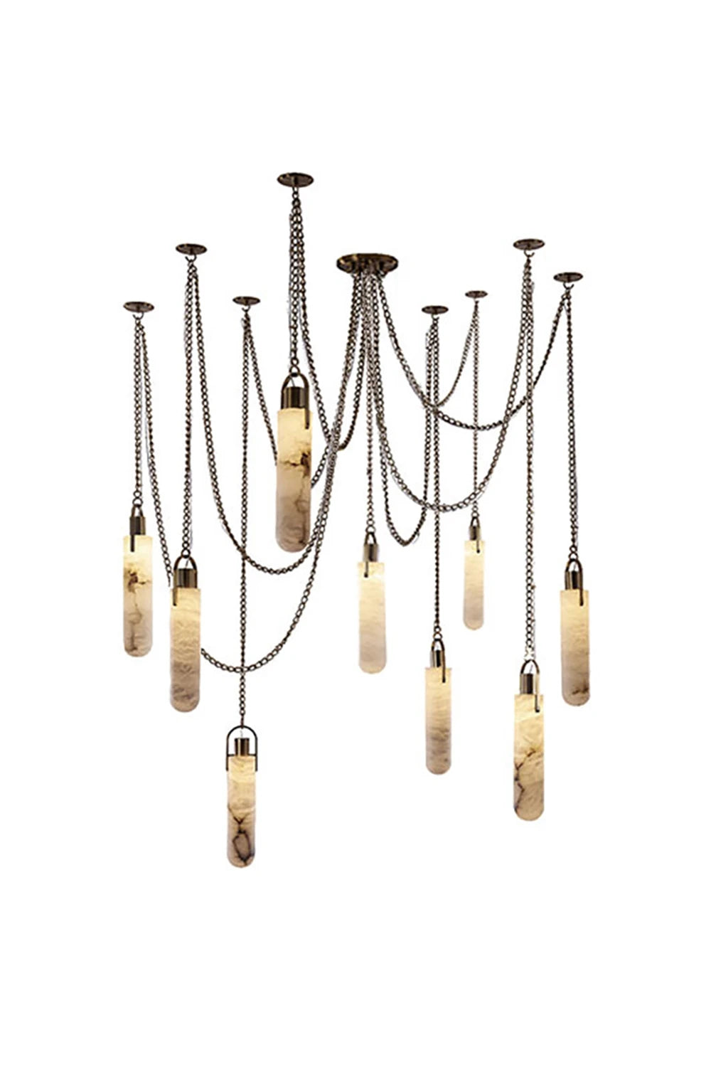 Multi-head Alabaster Cylindrical Chandelier