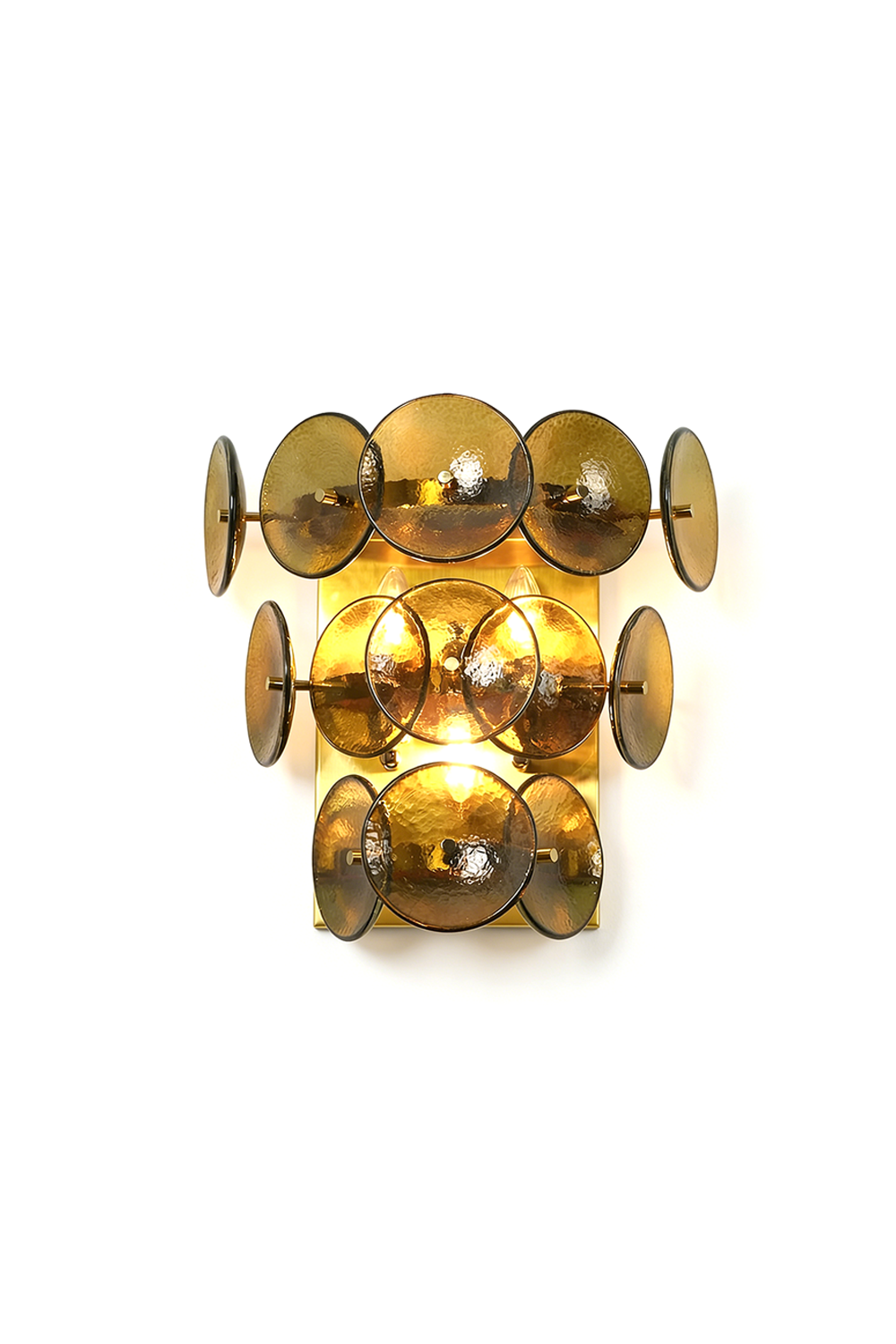 Olive Green Disc Hammered Glass Wall Lamp