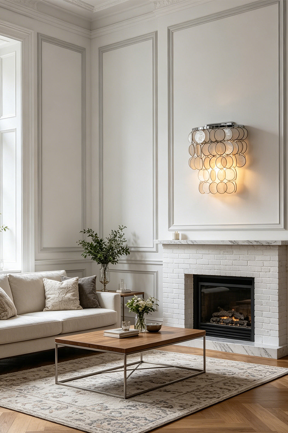 Shimmering Round Capiz Wall Lamp