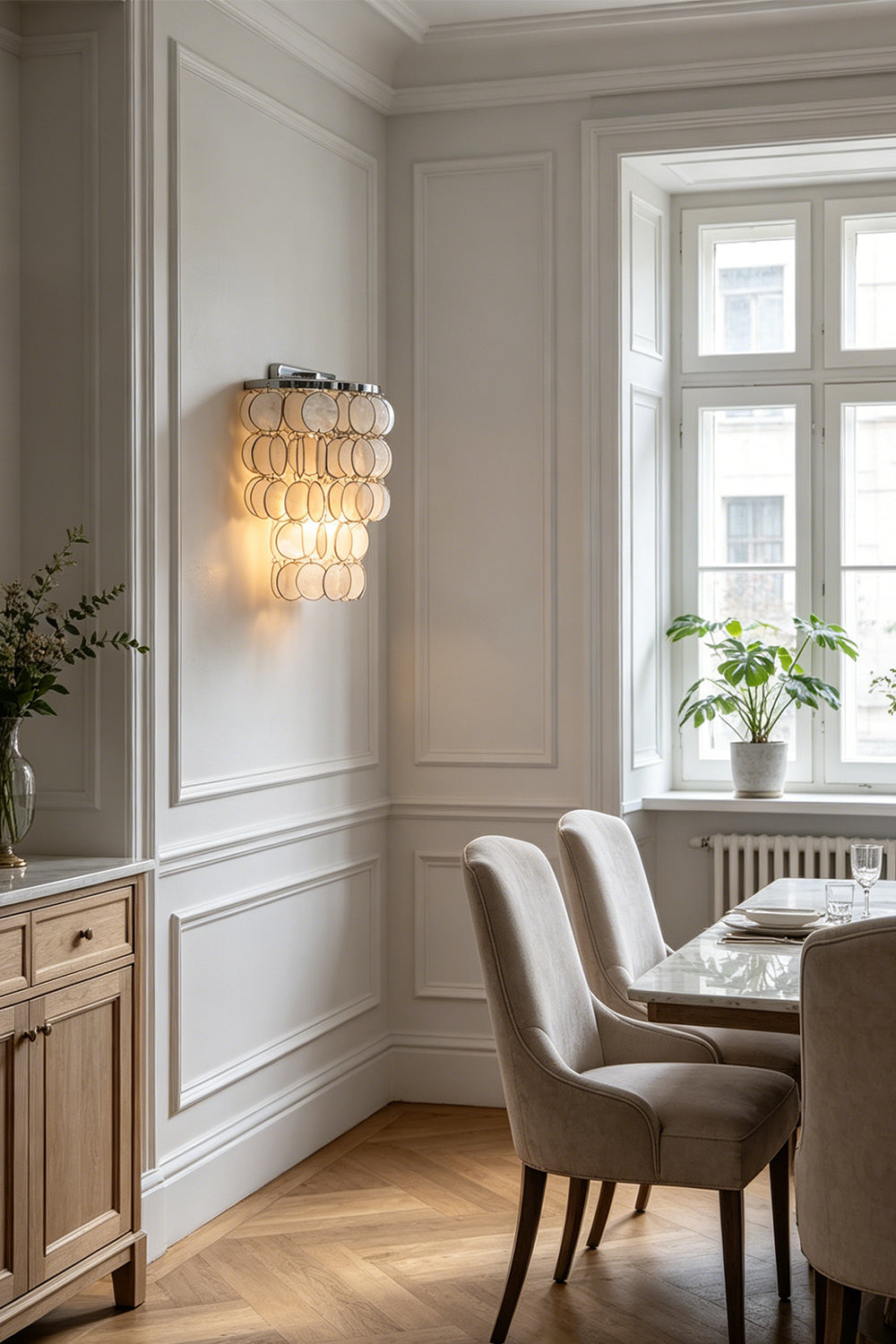 Shimmering Round Capiz Wall Lamp