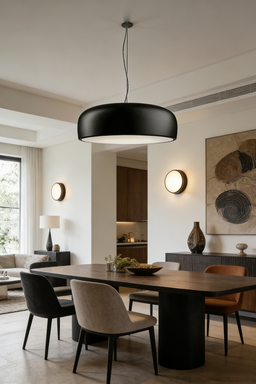Sleek Lacquer Round Pendant Lamp