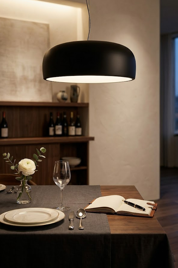 Sleek Lacquer Round Pendant Lamp