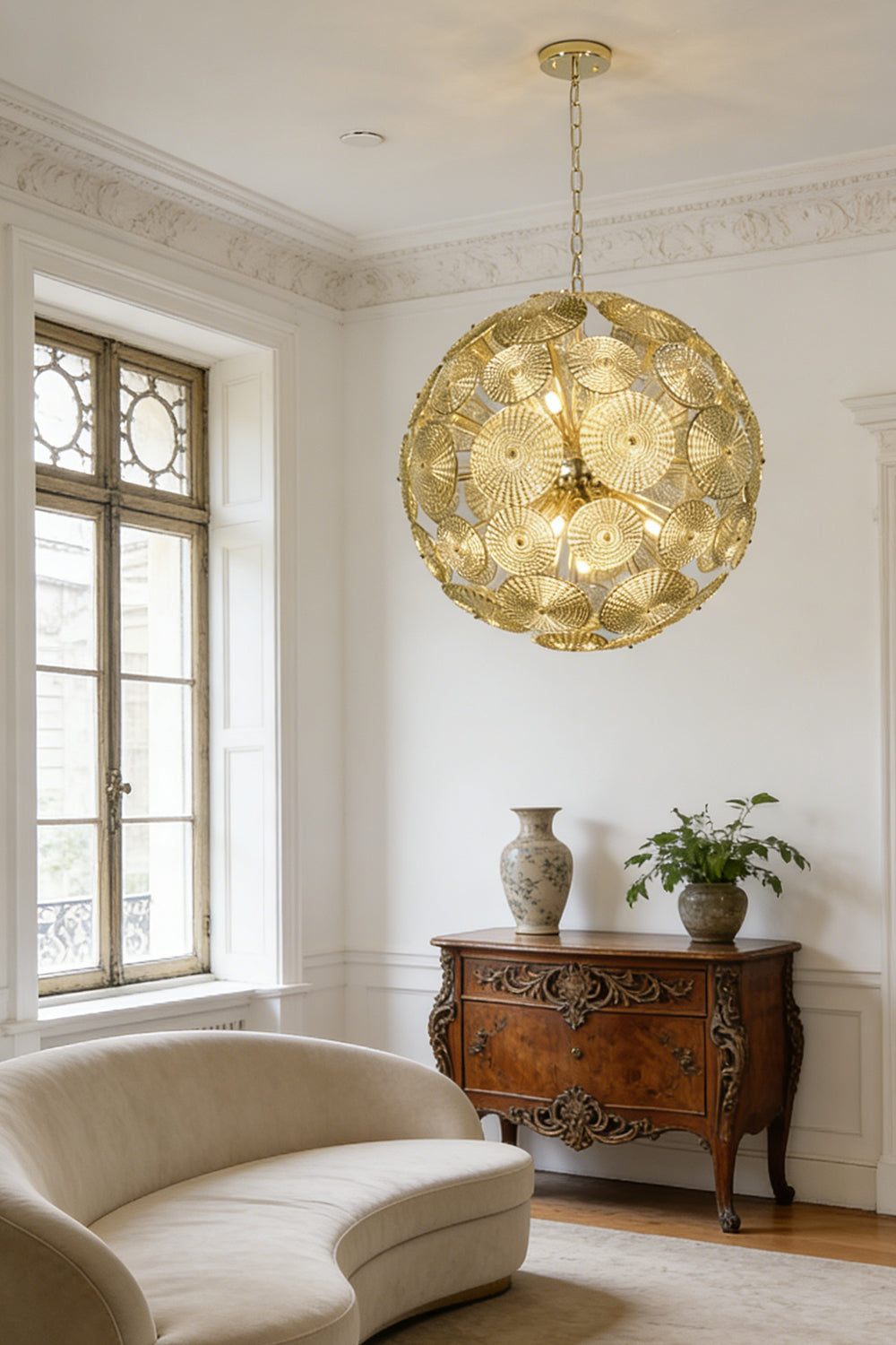 Sunburst Glass Disc Chandelier