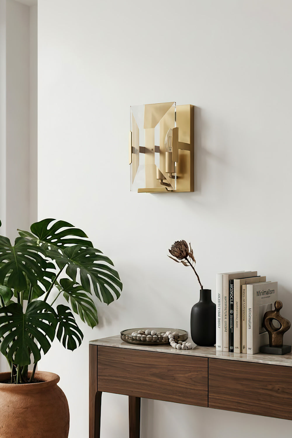 Triple Sparkling Faceted Wall Light