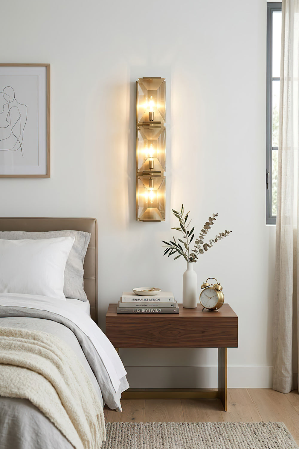 Triple Sparkling Faceted Wall Light