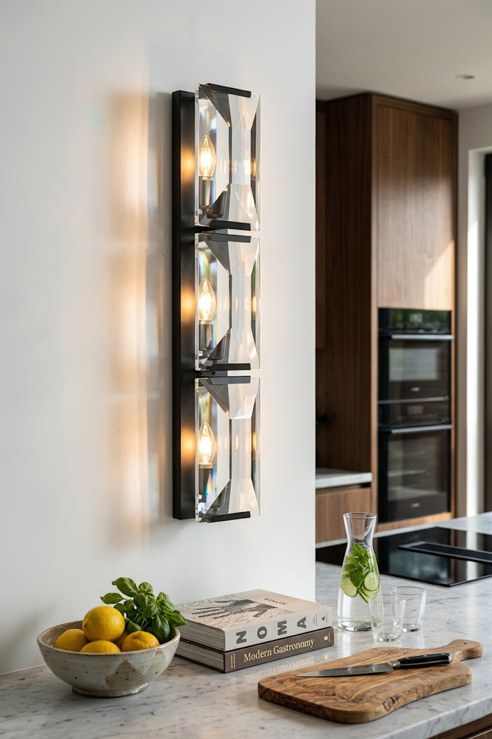 Triple Sparkling Faceted Wall Light