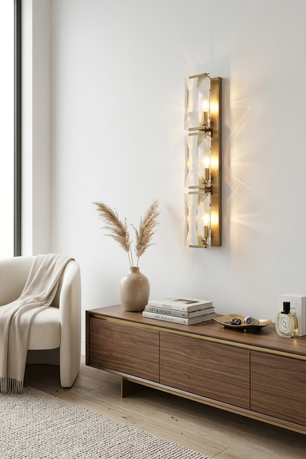 Triple Sparkling Faceted Wall Light