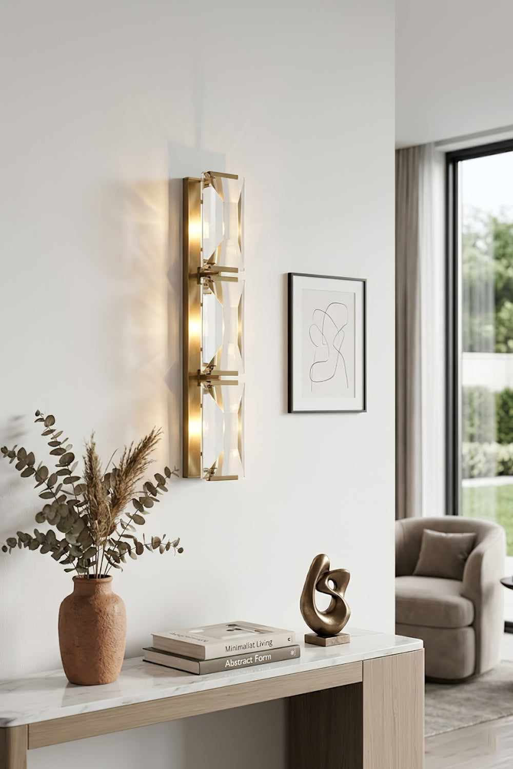 Triple Sparkling Faceted Wall Light