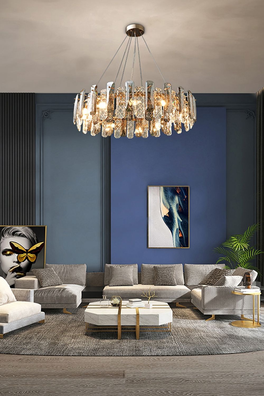 Clear Crystal Drum Pendant Lamp - SamuLighting