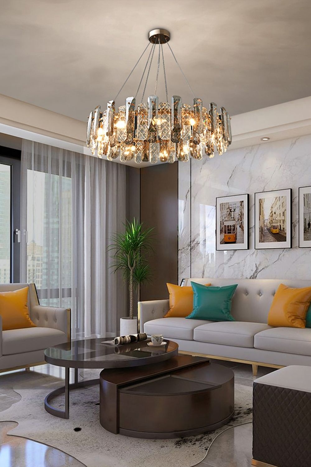 Clear Crystal Drum Pendant Lamp - SamuLighting