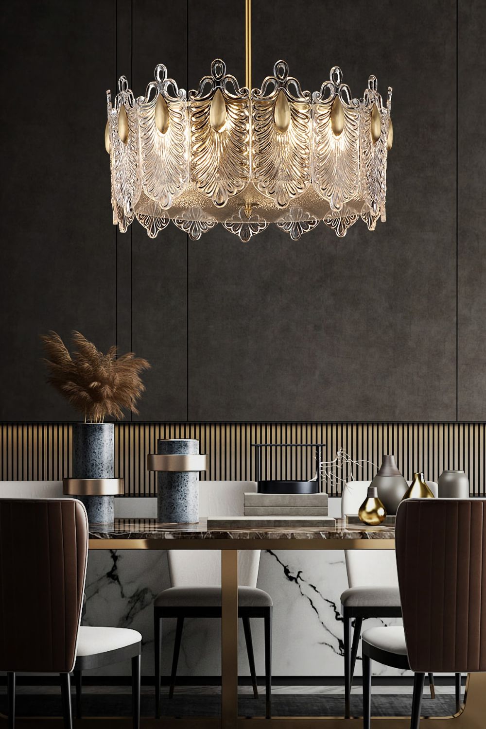 Decorative Pattern Glass Chandelier - SamuLighting
