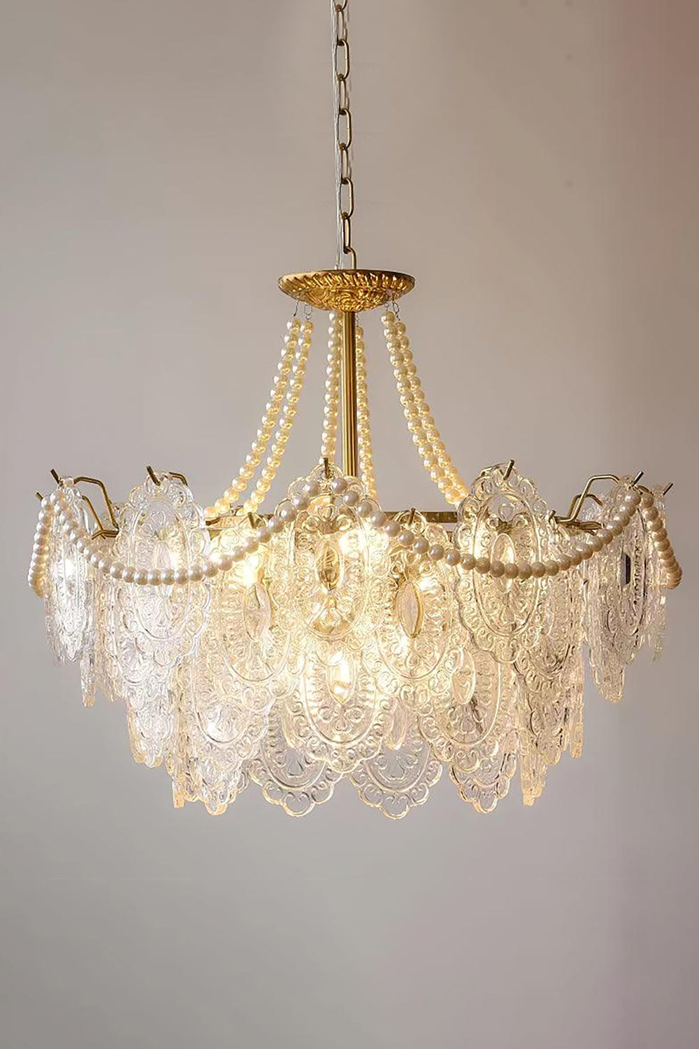 Embossed Pearls Glass Chandelier - SamuLighting