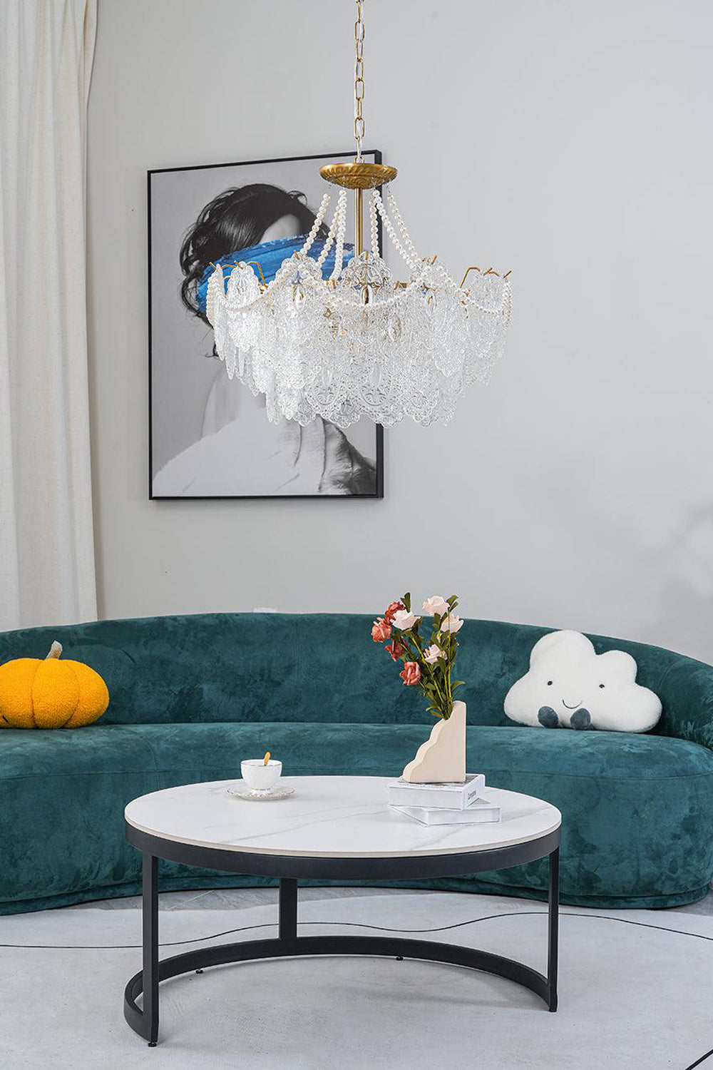 Embossed Pearls Glass Chandelier - SamuLighting