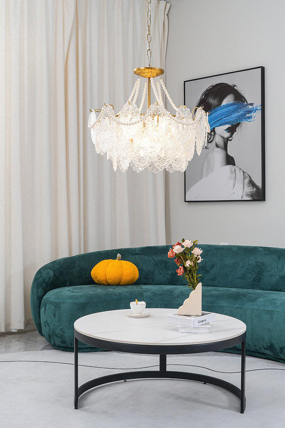 Embossed Pearls Glass Chandelier - SamuLighting