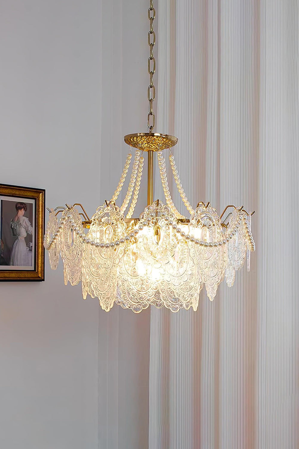 Embossed Pearls Glass Chandelier - SamuLighting