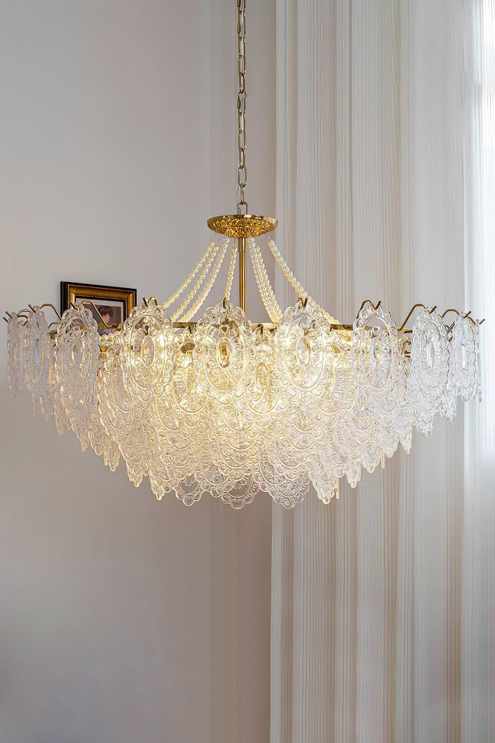Embossed Pearls Glass Chandelier - SamuLighting