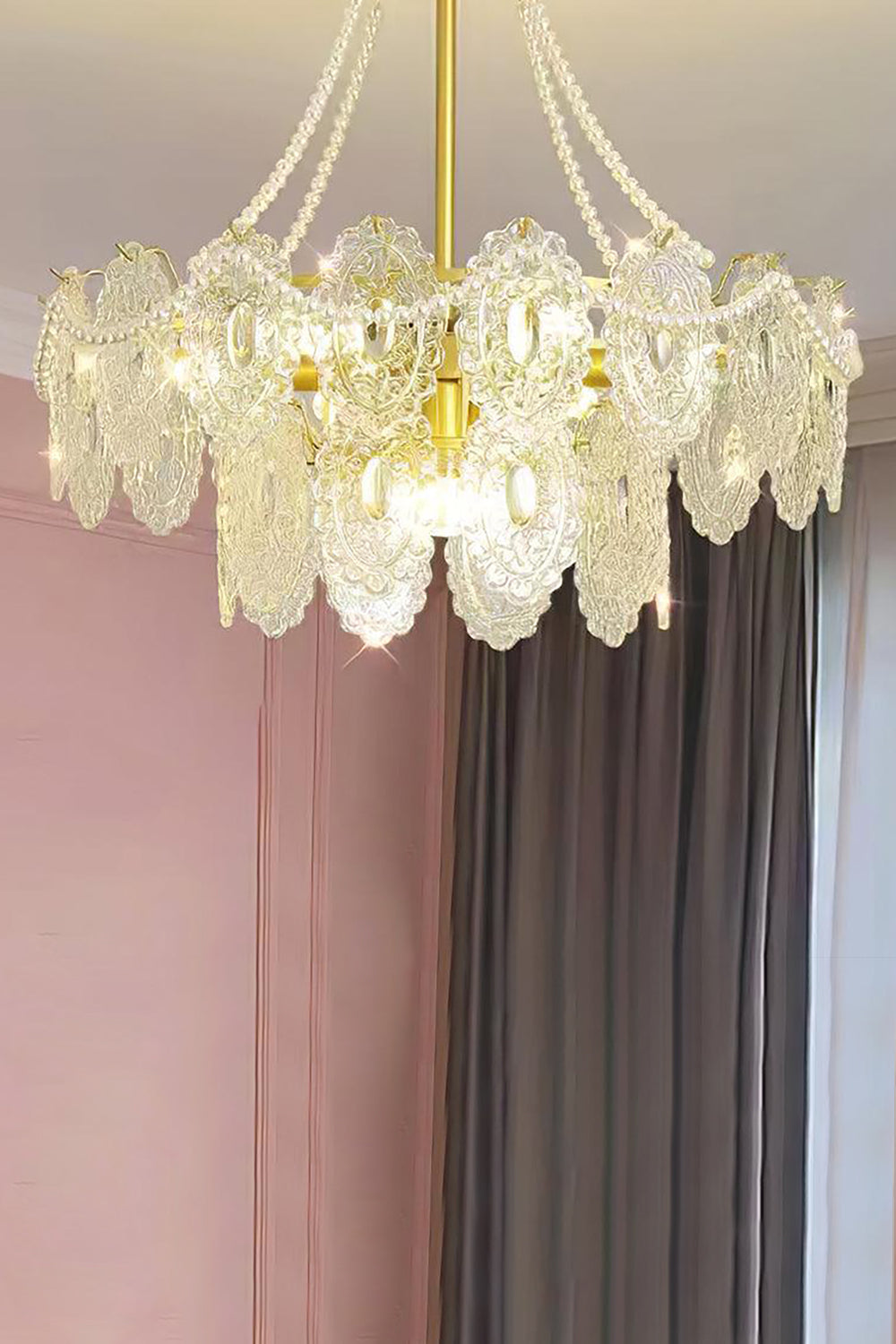 Embossed Pearls Glass Chandelier - SamuLighting