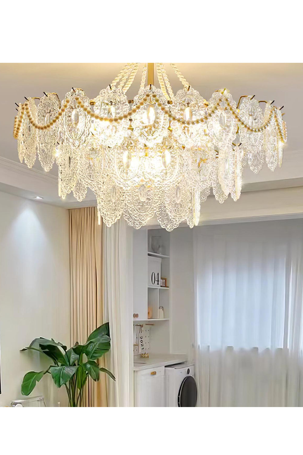 Embossed Pearls Glass Chandelier - SamuLighting