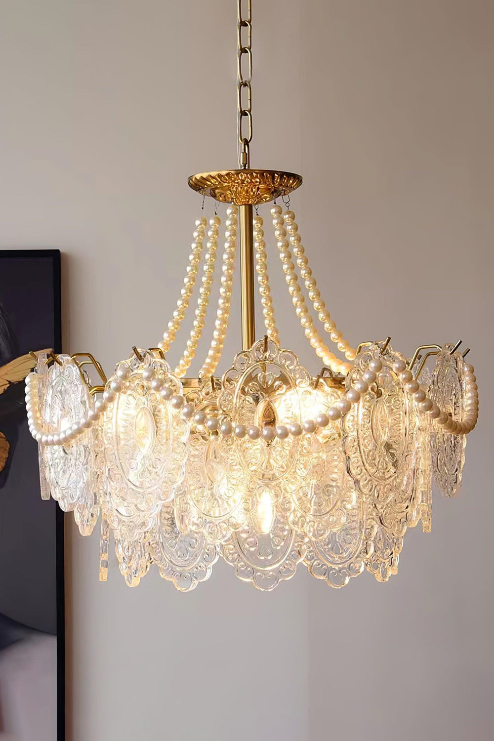 Embossed Pearls Glass Chandelier - SamuLighting