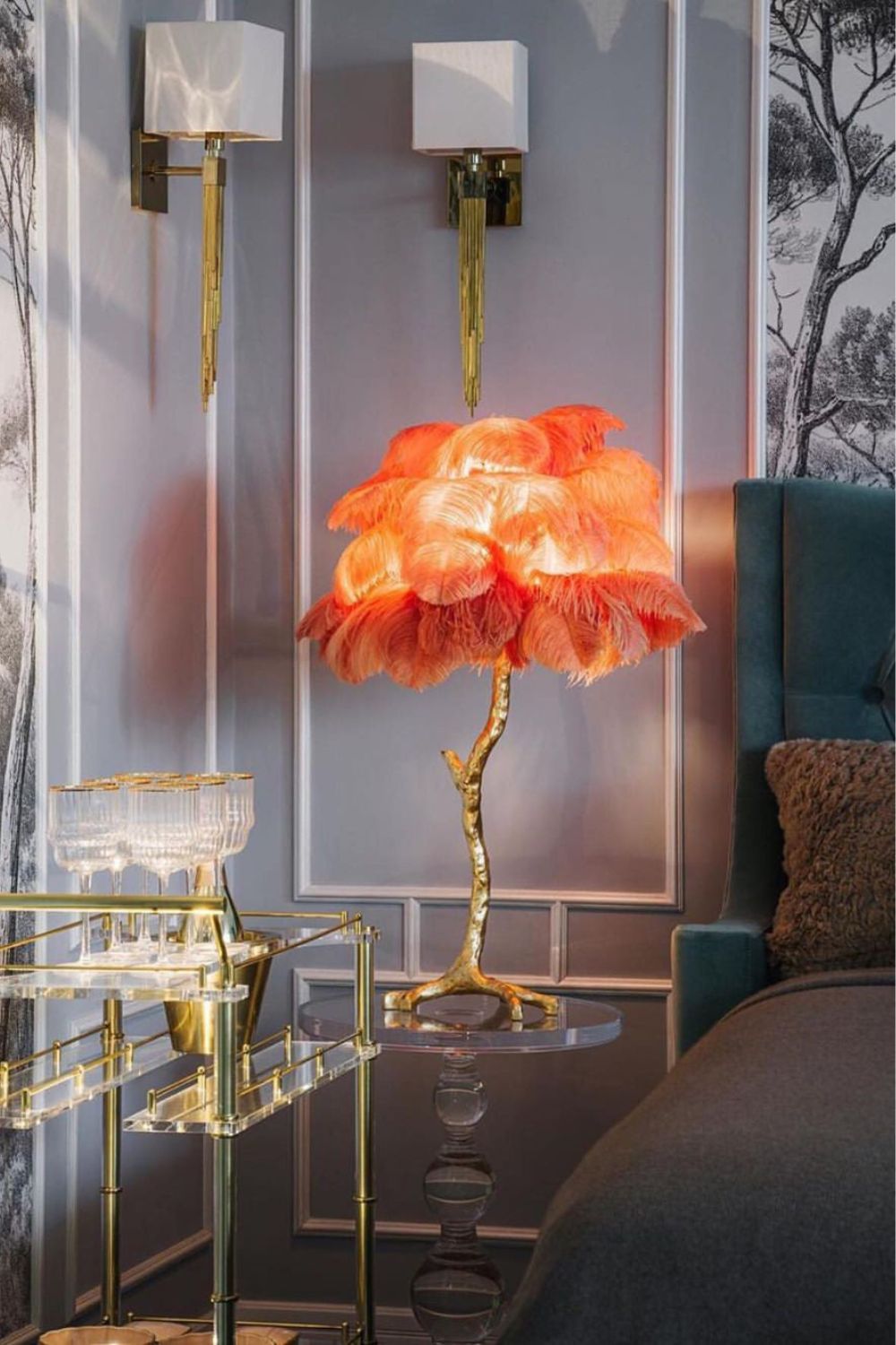 Ostrich Feather Table Lamp - SamuLighting