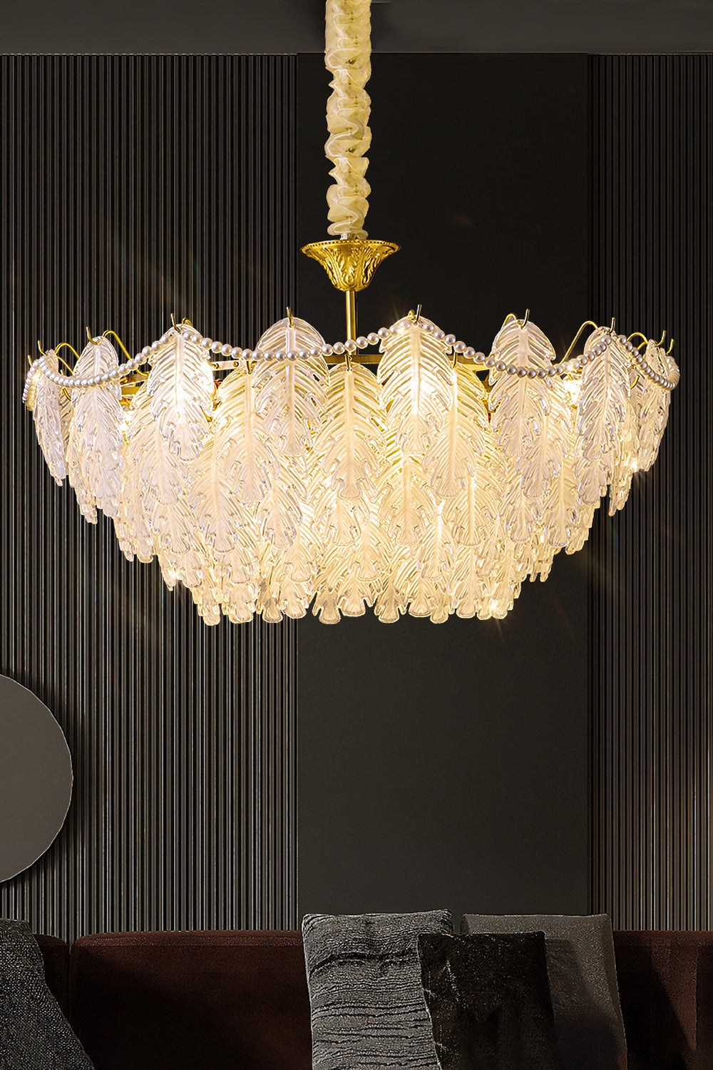 Pearl Glass Leaf Chandelier - SamuLighting