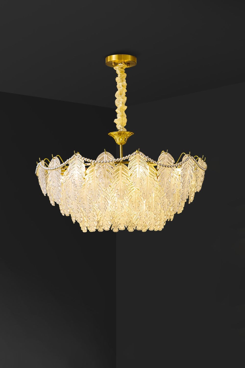 Pearl Glass Leaf Chandelier - SamuLighting