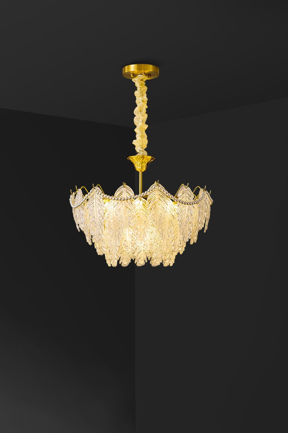Pearl Glass Leaf Chandelier - SamuLighting