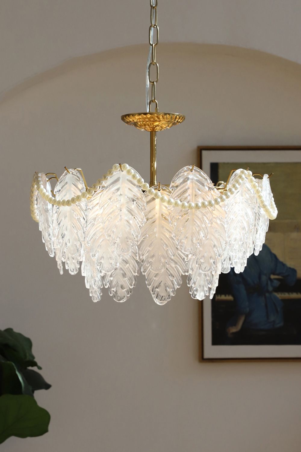 Pearl Glass Leaf Chandelier - SamuLighting