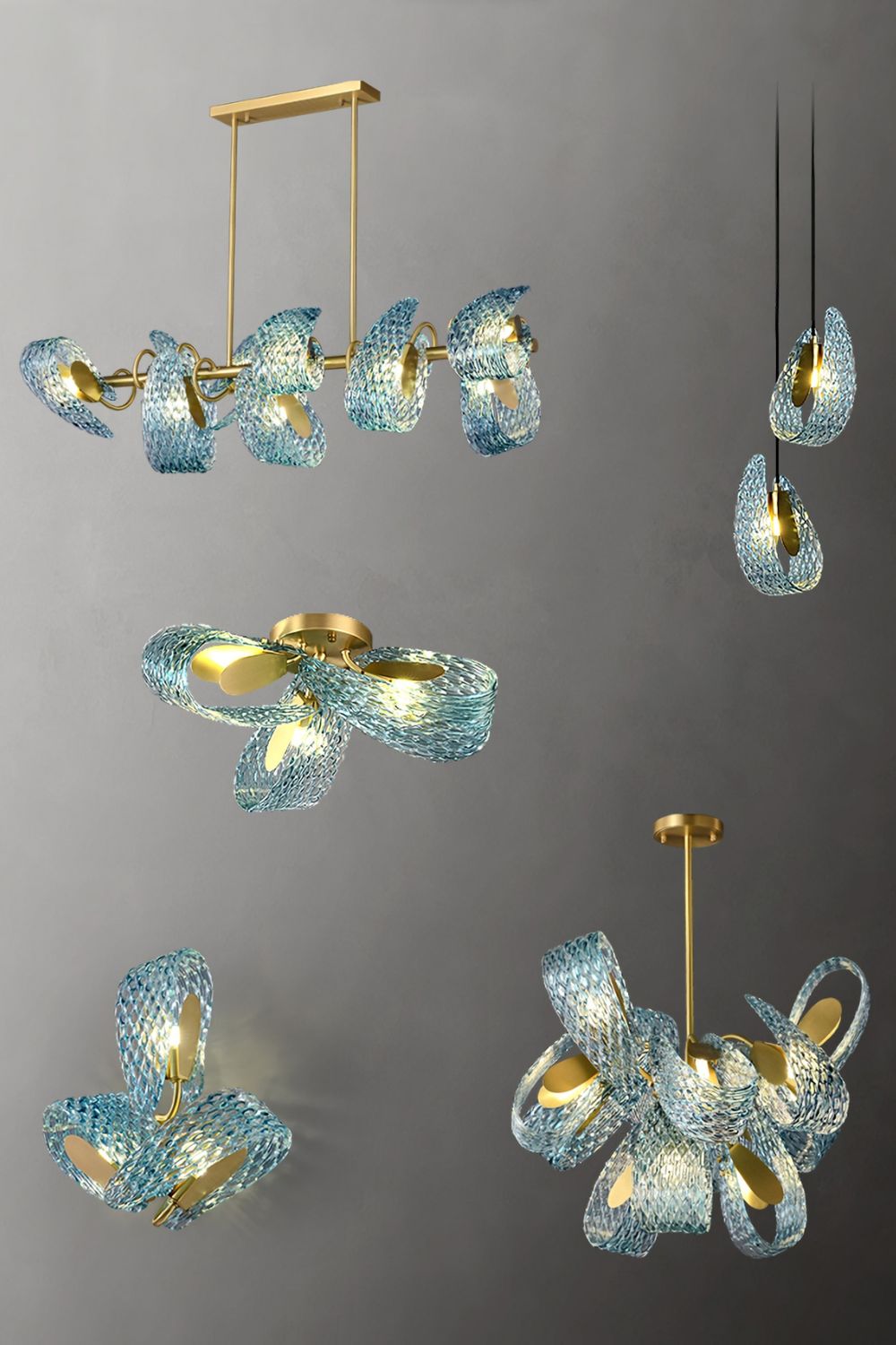 Petal Blue Glass Chandelier - SamuLighting