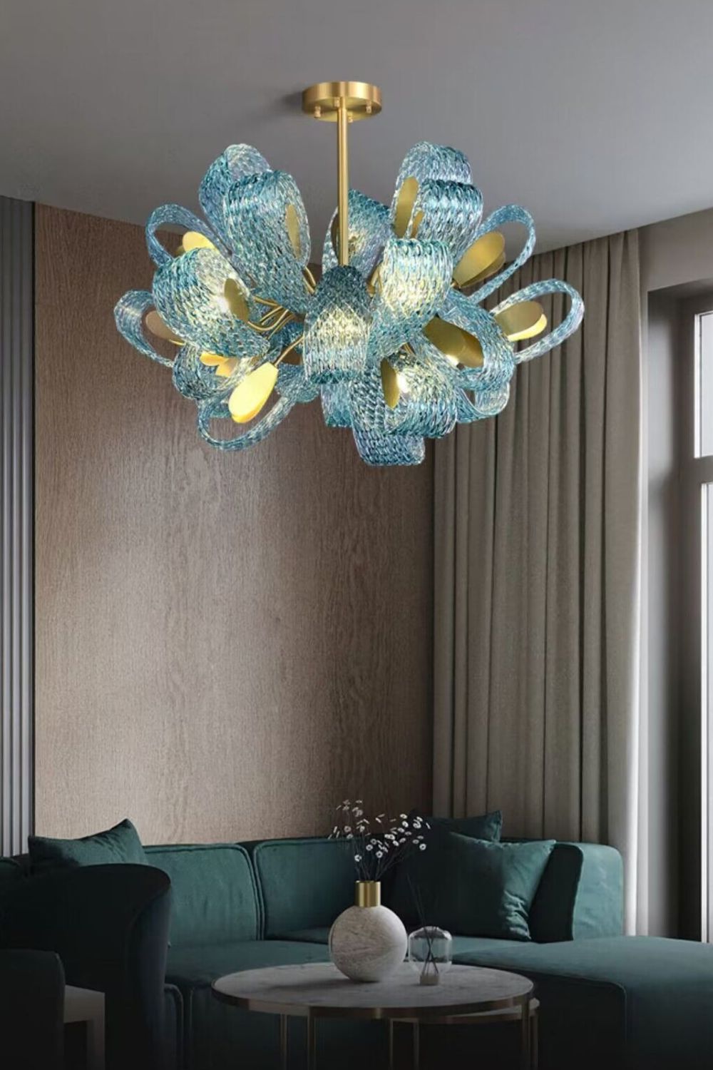 Petal Blue Glass Chandelier - SamuLighting