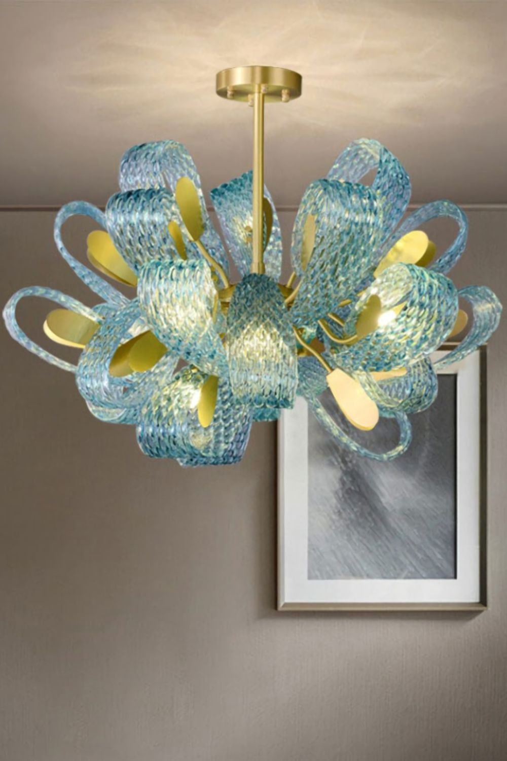 Petal Blue Glass Chandelier - SamuLighting