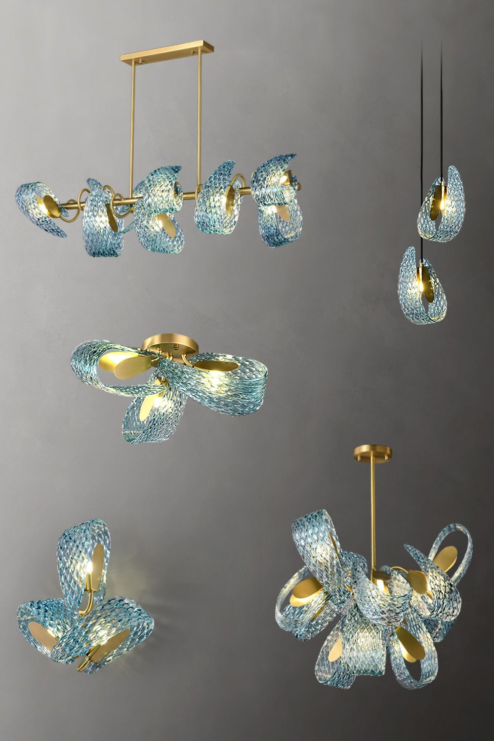 Petal Blue Glass Chandelier - SamuLighting