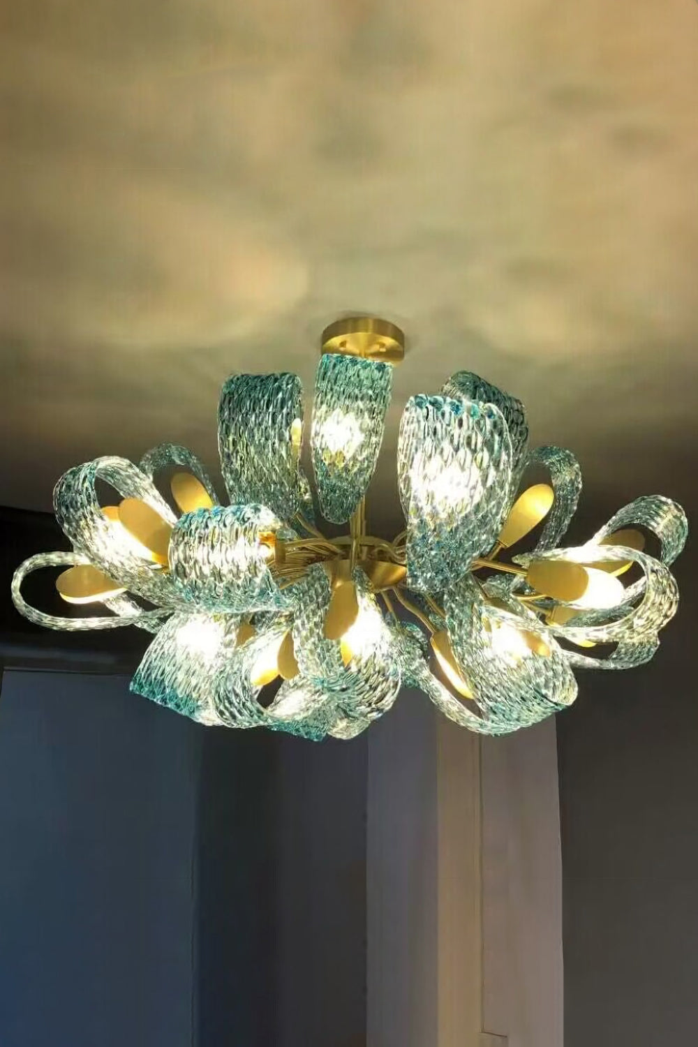 Petal Blue Glass Chandelier - SamuLighting