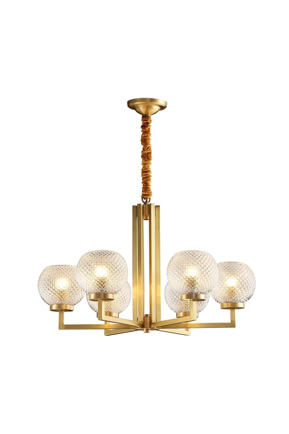 Ribbed Glass Brass Chandelier - SamuLighting