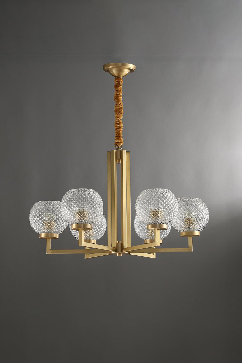 Ribbed Glass Brass Chandelier - SamuLighting