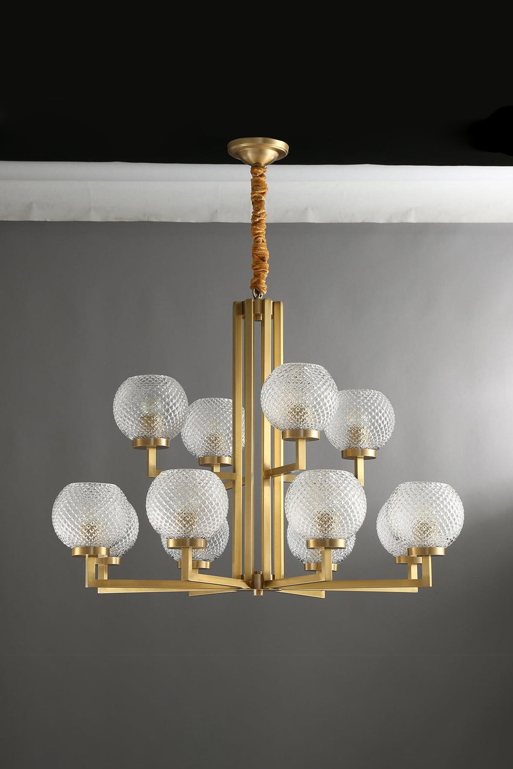 Ribbed Glass Brass Chandelier - SamuLighting