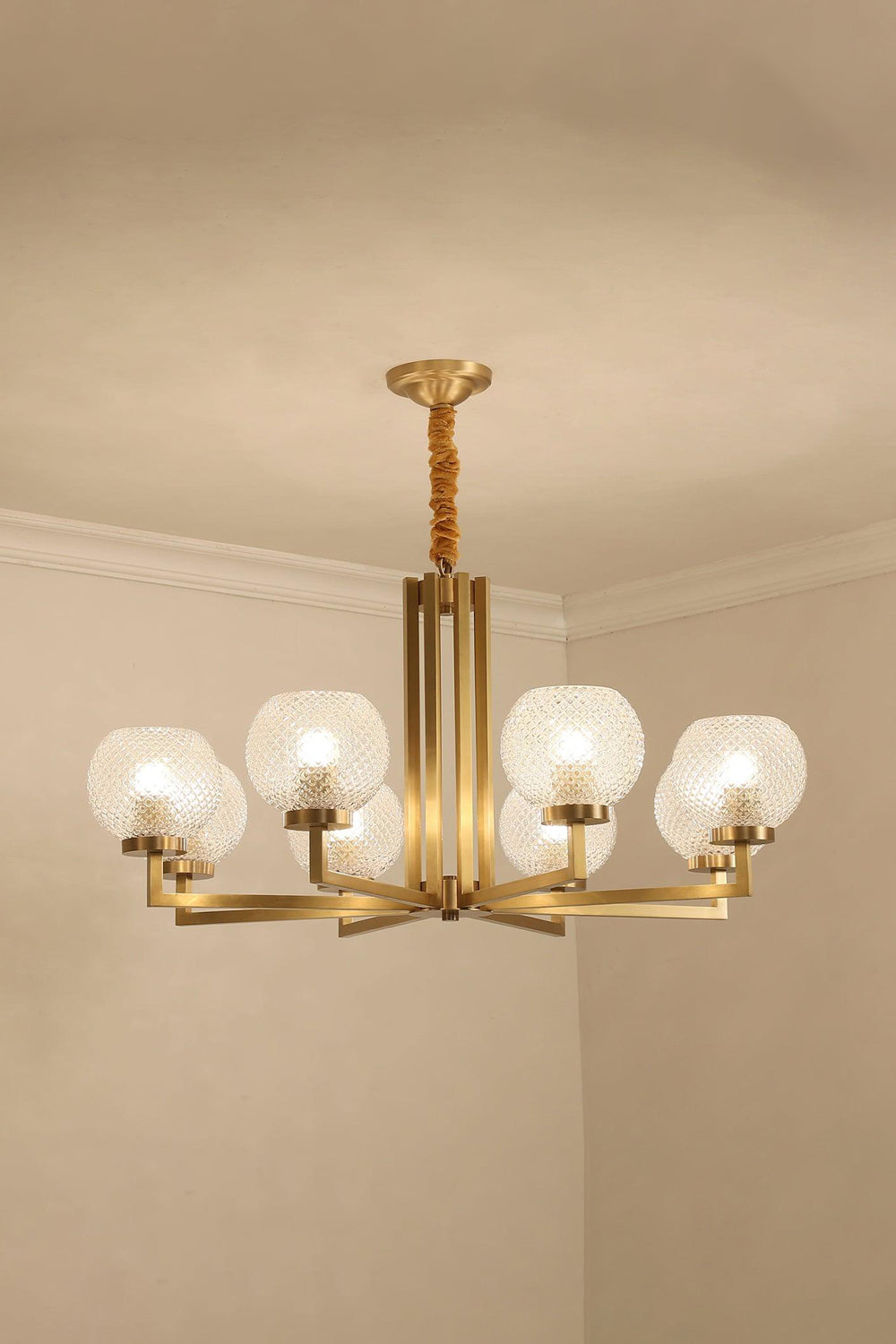Ribbed Glass Brass Chandelier - SamuLighting