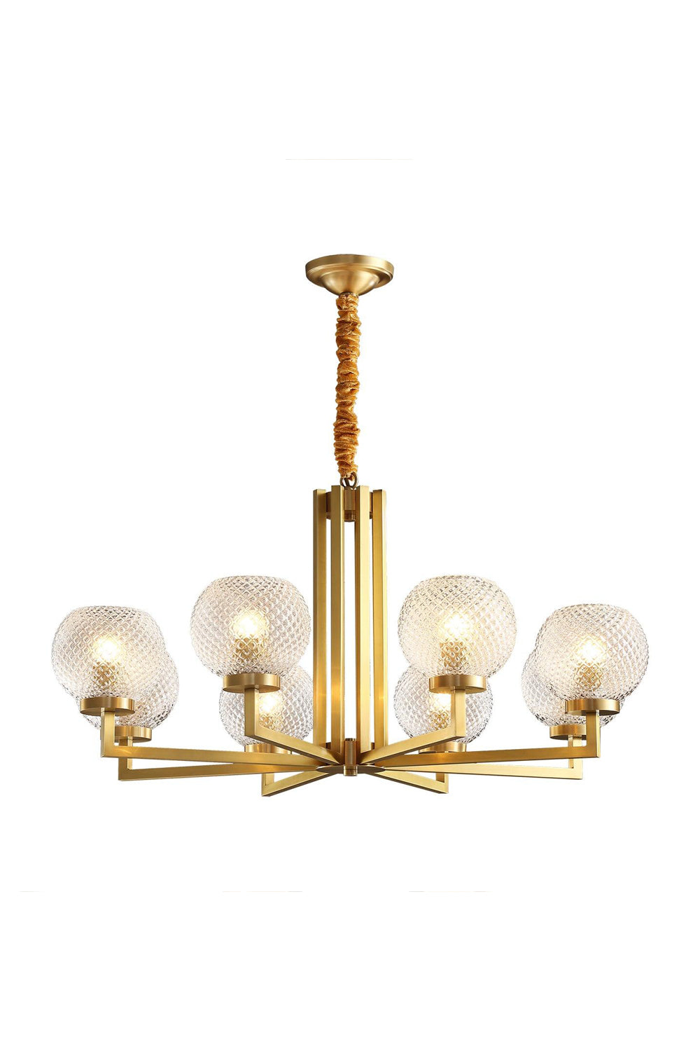 Ribbed Glass Brass Chandelier - SamuLighting