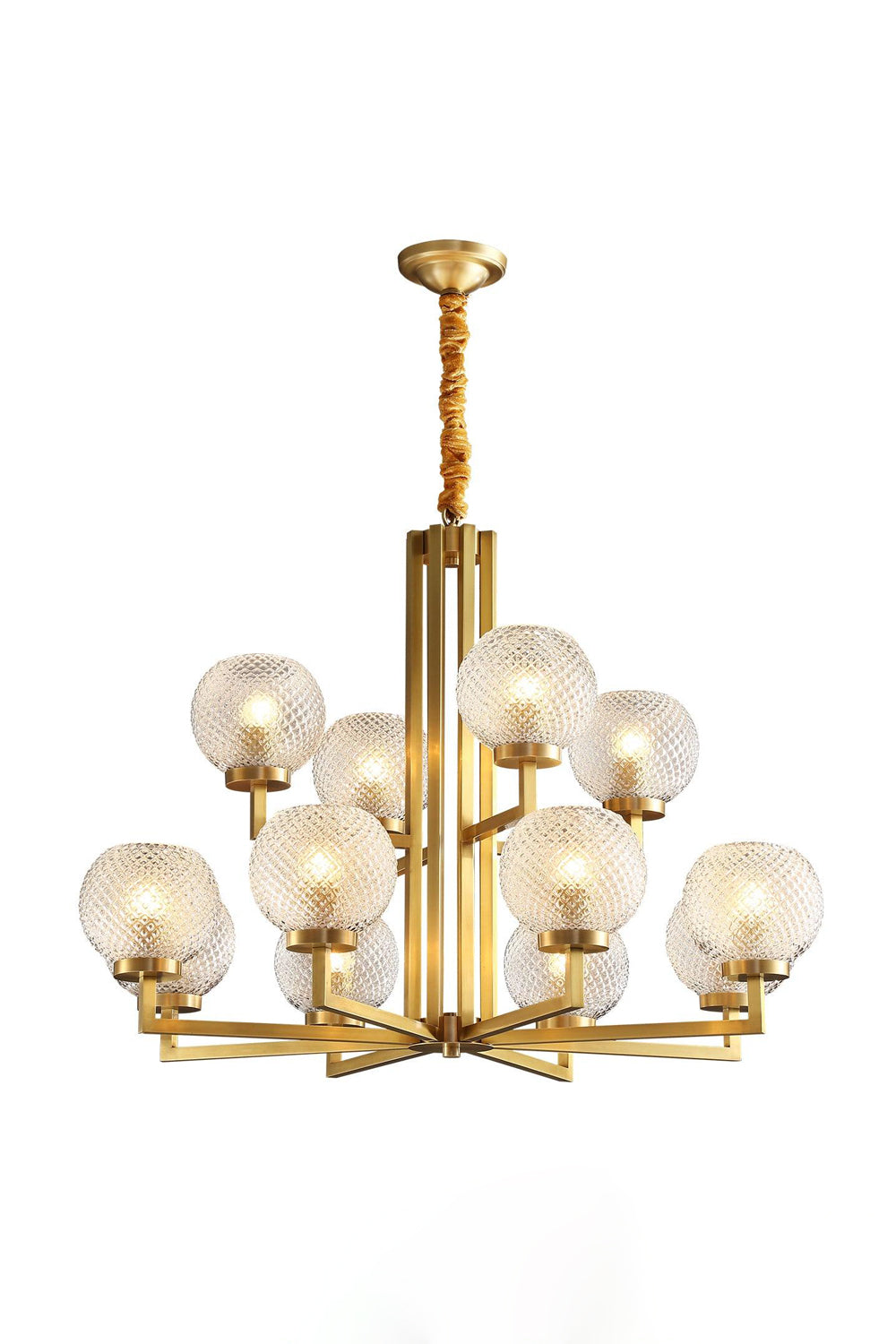 Ribbed Glass Brass Chandelier - SamuLighting