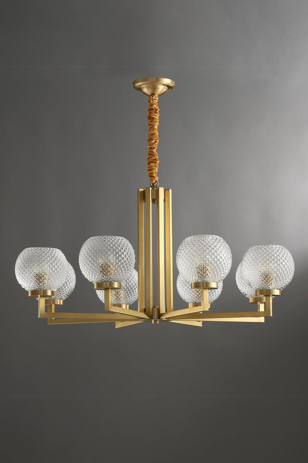 Ribbed Glass Brass Chandelier - SamuLighting