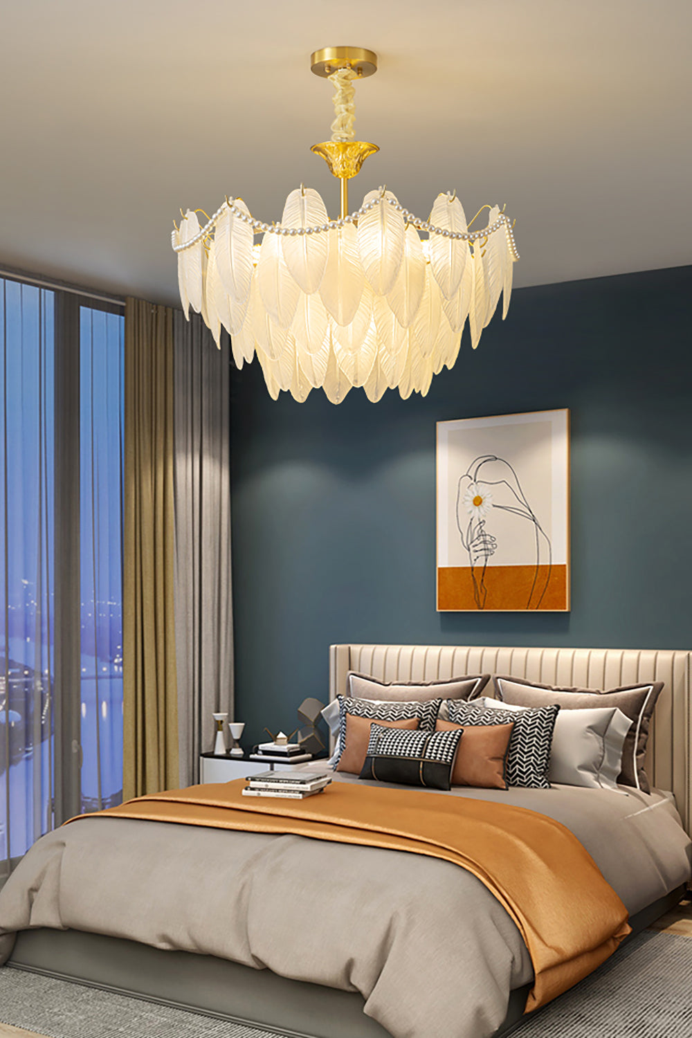 Texture Glass Leaf Chandelier - SamuLighting