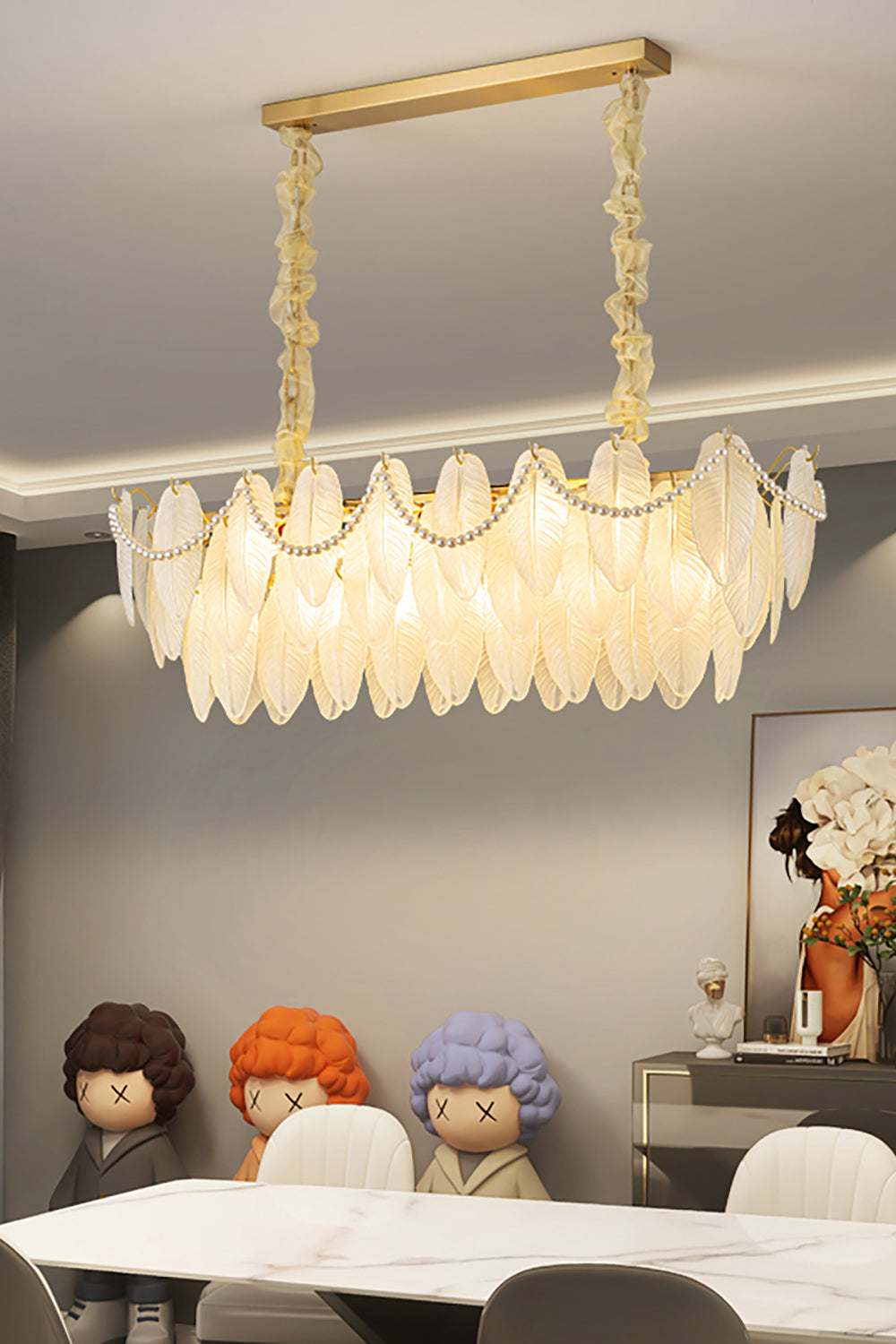 Texture Glass Leaf Chandelier - SamuLighting