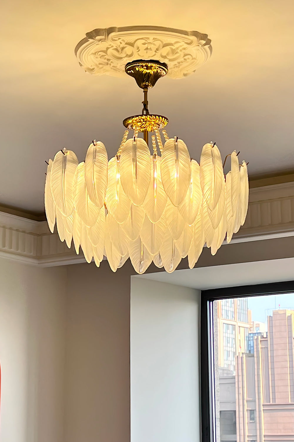 Texture Glass Leaf Chandelier - SamuLighting